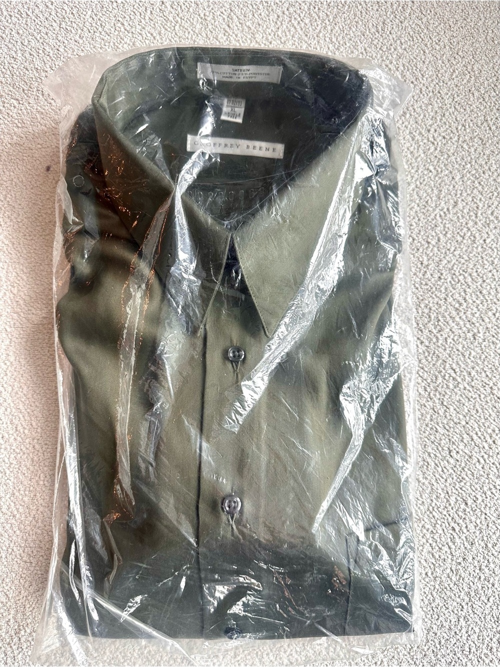 NWT Geoffrey Beene XL 17 32/33 Gray Sateen Wrinkle Free Dress Shirt